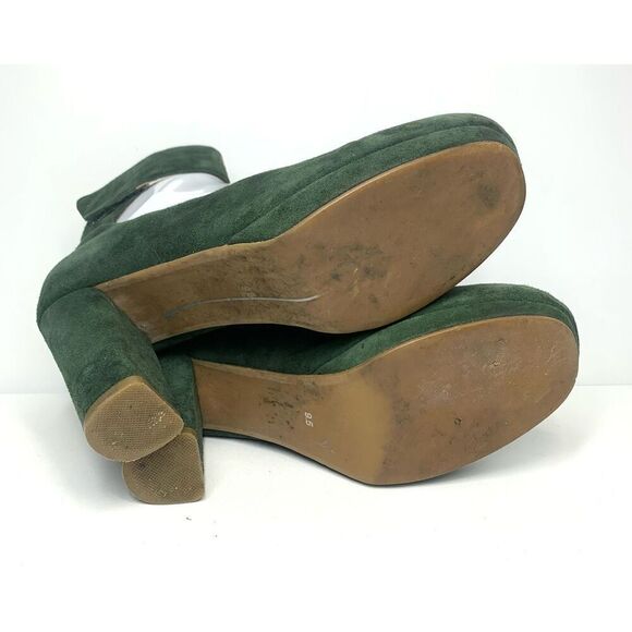 Jeffrey Campbell Aurora Green Suede Pumps Ankle Strap Block Heel Women 9.5 Rare - Picture 13 of 13